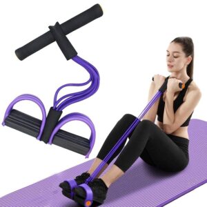 Natural Rubber Pull Reducer Training Bands 4 Tubes Body Trimmer Pedal Exerciser, Yoga Crossfit Exercise, Arm Exercise Yoga Starter Set of Stretch Bands for Booty Legs, Pilates Flexbands (Pull Reducer)
